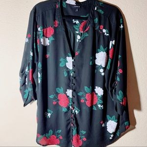 Torrid Black Floral Top